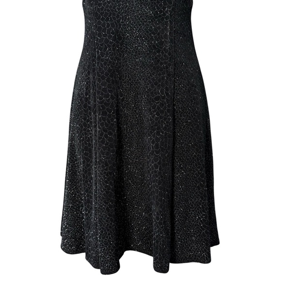 90s Bari Jay Rhinestone Velour Mini Dress Small Black Glitter Whimsigoth Y2K - Picture 6 of 10